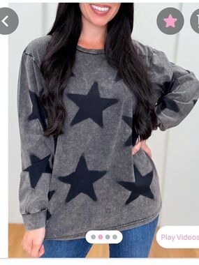 Sage + Fig Star Print Washed Black Long Sleeve Tee